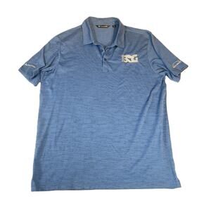 Travis Mathew Golf Polo Shirt Men's 2XL "Textured" Blue w/ Company Branding